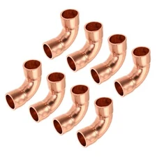 8 pack 90 Degrees Elbow Copper Pipe Fitting Brazing Connection 1/4 Inch ID
