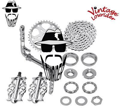 VINTAGE LOWRIDER - Twisted CRANK PKG - Heart Cage Pedal Chrome