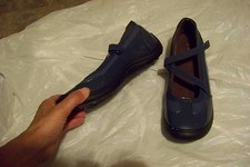womens lands end blue strappy slip on shoes size 5 1/2