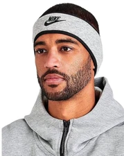 Nike Men's Club Fleece Gray Black Contoured Design Ear Coverage Headband NWT