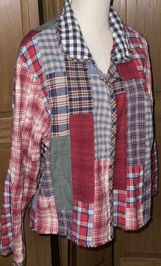 Vintage Patchwork Reversible Shacket Shirt Jacket… - image 7