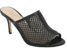 NWB Jewel Badgley Mischika Nadine Black Satin Open Toe Heel 7.5