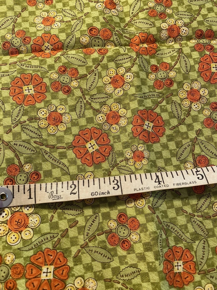 Tela Debbie Mumm para Jo-Ann-100% Algodón- Diseño de Botones Acolchado 1 Yarda Naranja Foto 3 de 3