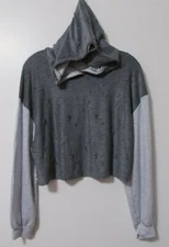 Women's Miroh Distressed Super Lightweight Cropped Hooded Top Gray