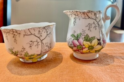 Salisbury Crown Bone China Sugar & Creamer, Rare Find, Pattern 1587 from England