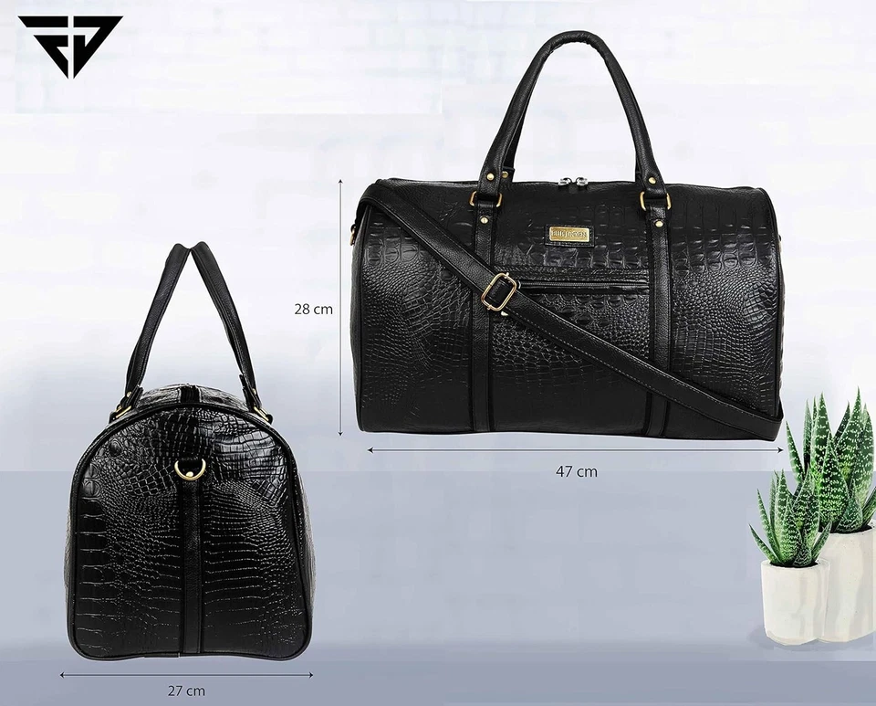 Черная текстурированная спортивная сумка искусственная кожа стильная спортивная сумка Weekender для путешествий 35 - Изображение 4 из 4