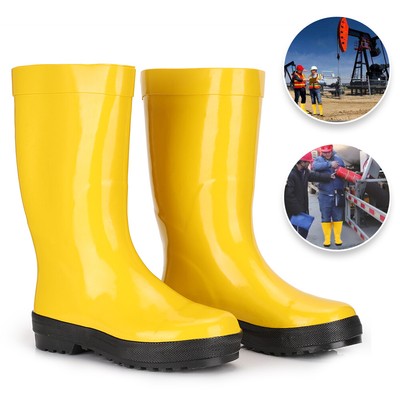 yellow rubber work boots