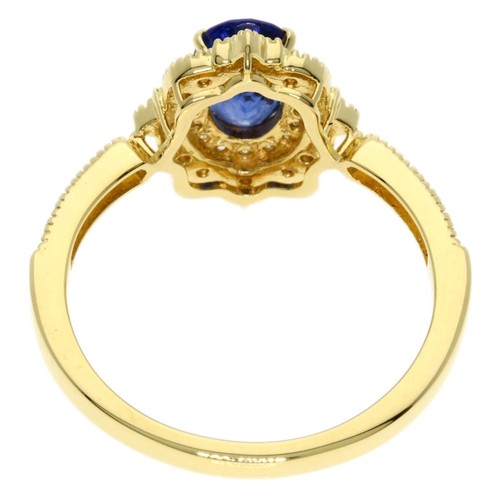 1.13ct Sapphire Diamond Ring K18 Yellow Gold 3g - Picture 4 of 9