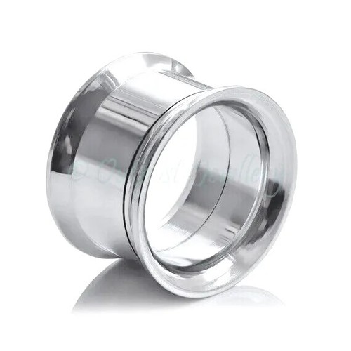 1 Internally Threaded Screw Fit Double Flared Earing Flesh Tunnel Steel Ear plug - Picture 9 of 19