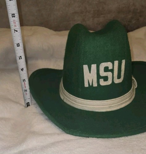 Vintage Michigan State University MSU Spartans Green Felt Cowboy Hat Size Large - Picture 14 of 14