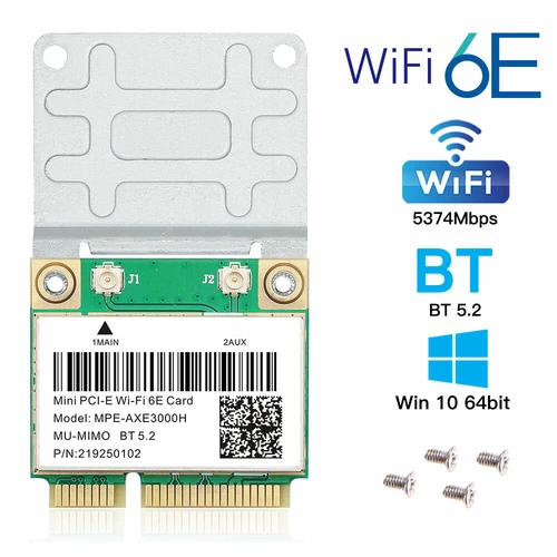 WiFi 6E Mini PCI-E Wireless Network Card Tri-band AXE3000 WiFi Bluetooth Adapter - Picture 2 of 7