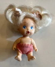VTG 1990 Tyco Miniature Quint Baby GIRL BLONDE BLUE EYES Doll PINK PIGTAILS