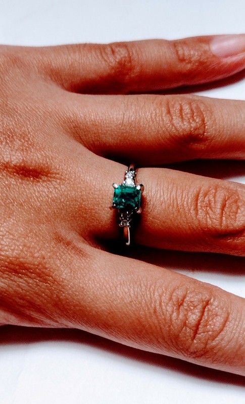 Nice Emerald And Diamond Ring .90 ct. Emerald, nice cut! Platinum!!
