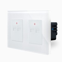 Usb Ladesteckdose 2 Fach Ladebuchse Stecker Typ A Unterputz Glas Weiß Luxus-Time