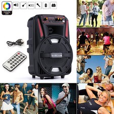 1000W Portable Bluetooth Speaker 8" Subwoofer Heavy Bass Sound System Party FM