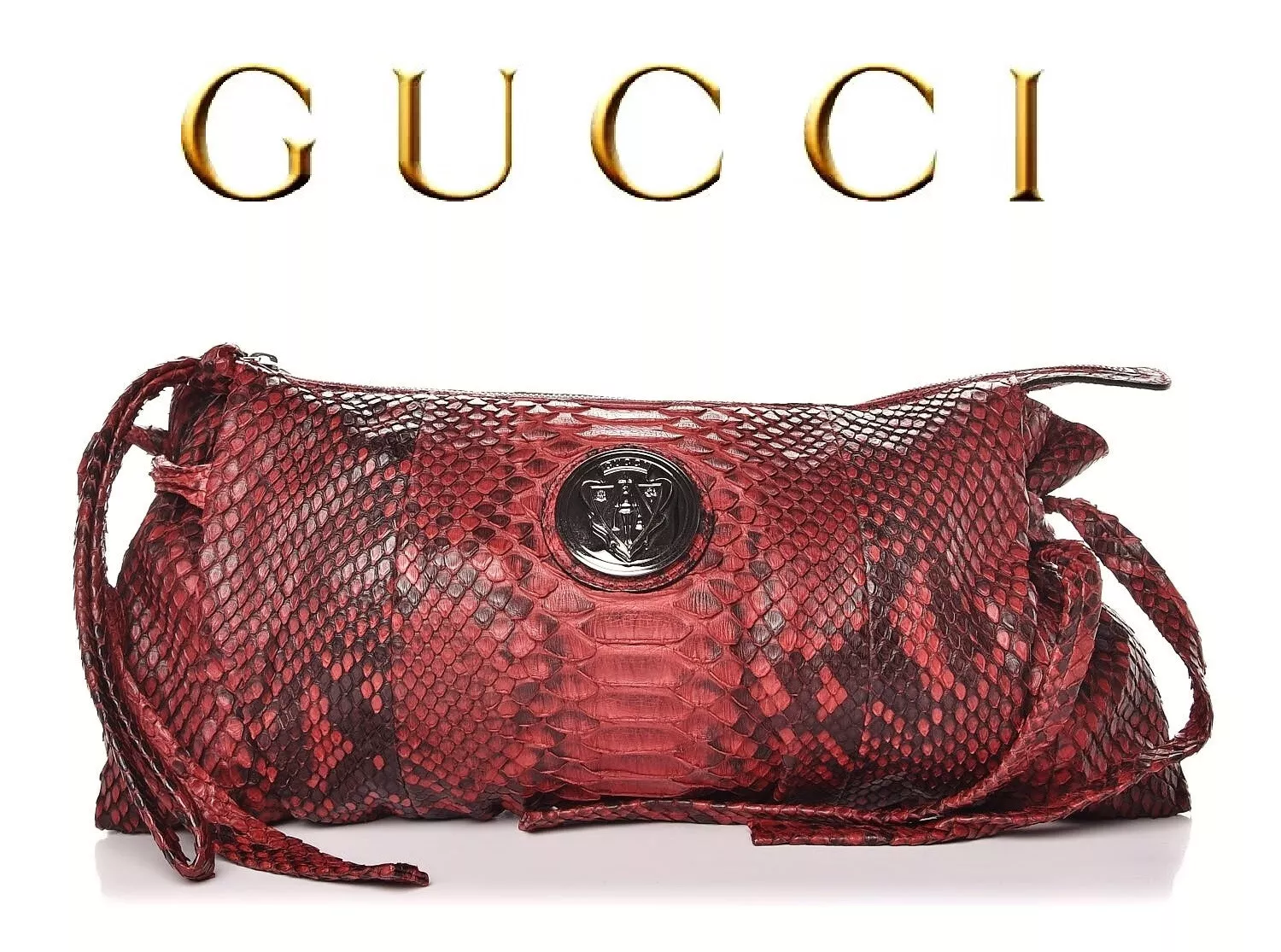 GUCCI ~ Neuf HYSTERIA peau de serpent ROUGE grand sac pochette/sac bandoulière ~ AUTHENTIQUE