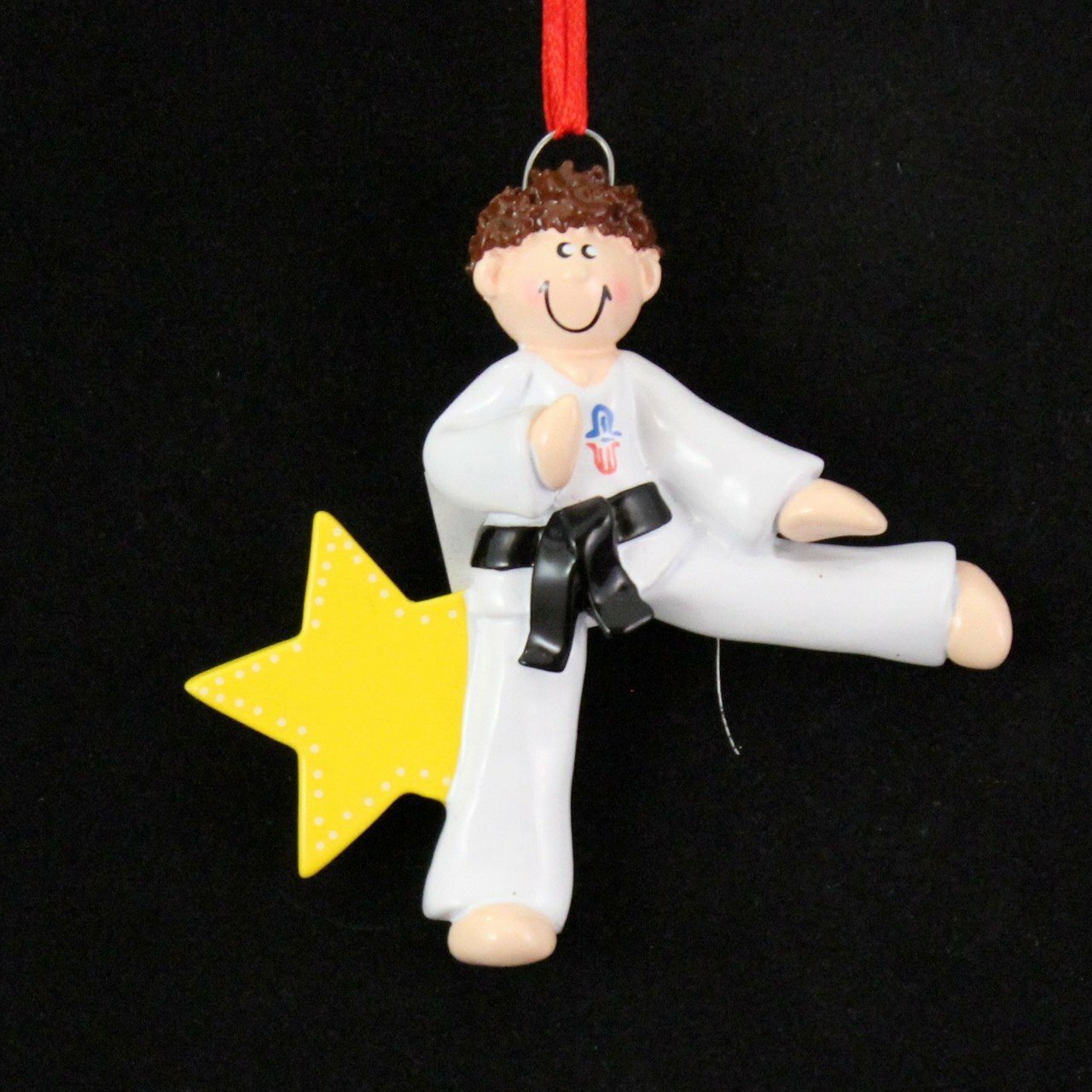 Personalized Karate Boy Brown Christmas Tree Decoration  