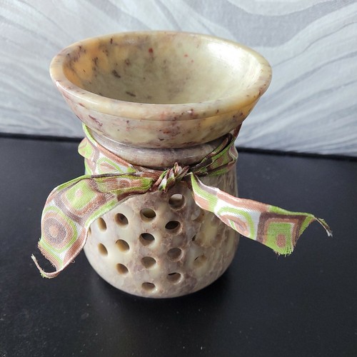 JODHPURI COLL. Soapstone JADE Wax Melt Essential Oil Burner Diffuser Tart Warmer - Picture 3 of 7