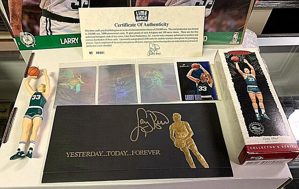 Lote sortido de 4 itens Larry Bird ornamento marca registrada argolas de rocha cal - Imagem 2 de 2