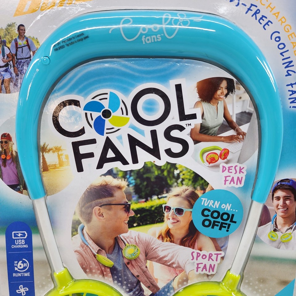 BANZAI Fun Cool Fans USB Rechargeable Neck Sport Desk 3 Speed Hands