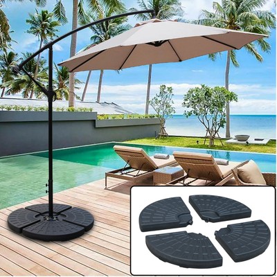 145 Lbs Capacity Weighted Cantilever And Offset Patio Umbrella Base Black 4 Pcs Ebay