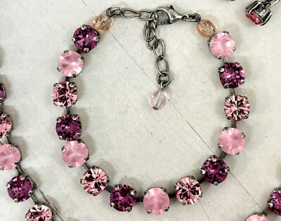 Frosted DARK PINK Cup Chain Bracelet made with Dark Pink Austrian Crystals