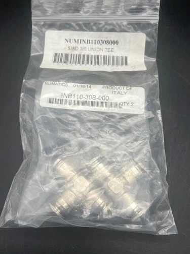 Numatics INB110308000 3/8 UNION TEE - 2 Pack  NEW IN SEALED BAG