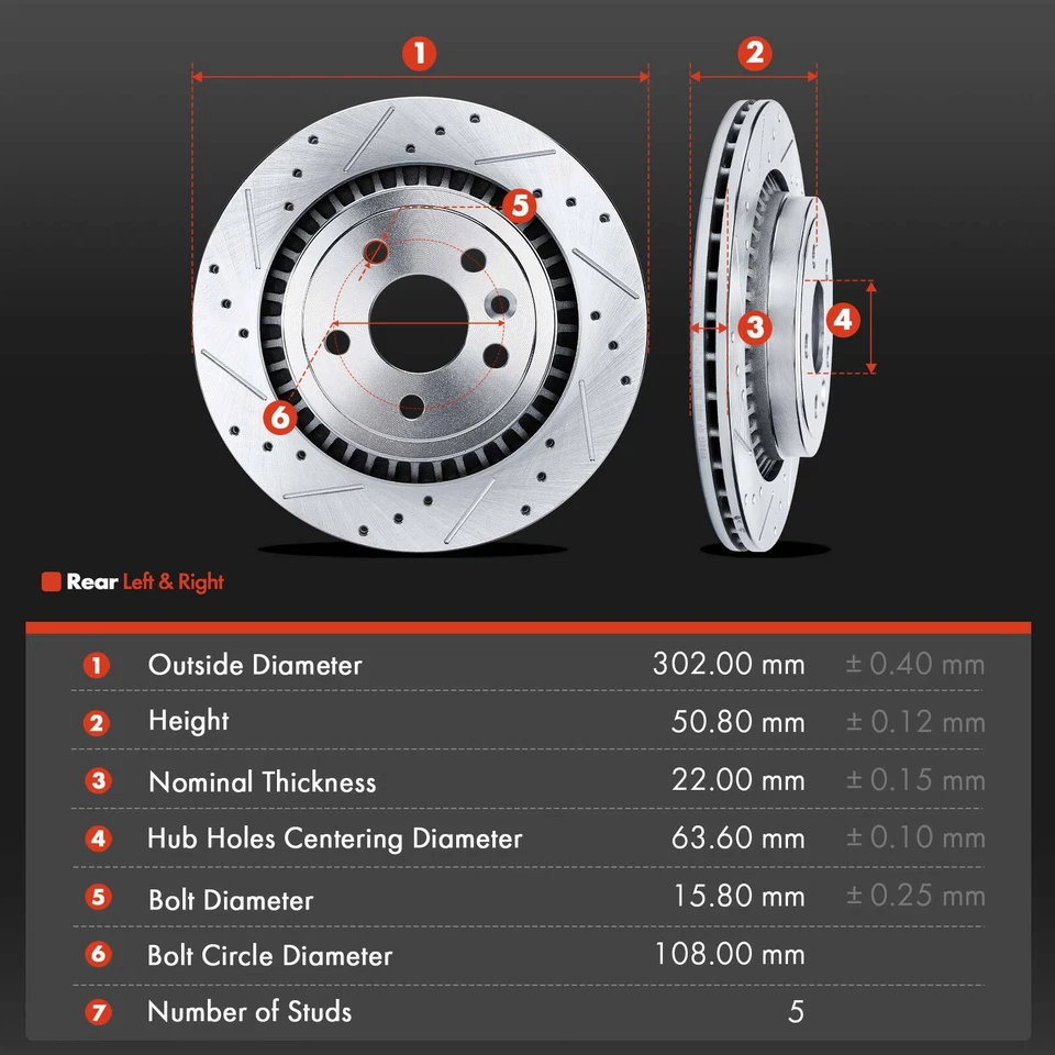12x Rotor perforado delantero y trasero izquierdo y derecho y pastillas de freno para Volvo XC60 2010-2015 Foto 3 de 4