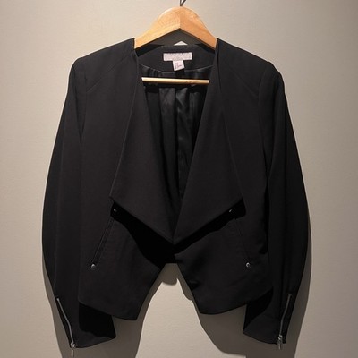 H&M Damen Blazer Cropped Schwarz Freizeit Arbeitskleidung Größe EU 38