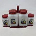 Vintage Hazel Atlas Milk Glass Spice Shaker Set Mid Century Modern