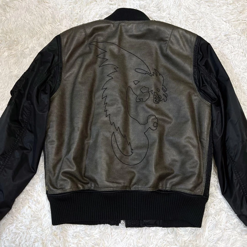 Armani дракон вышивка стадиона куртка из искусственной кожи куртка переключатель Boa - Изображение 2 из 4