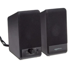 Amazon Basics USB-Powered Computer Speakers for Desktop or Laptop PC with Volume
