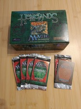 1995 MAGIC THE GATHERING HOMELANDS 4 SEALED PACKS-1 OPEN PACK-1 EMPTY BOX