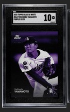 2025 Topps Black & White #063 Yoshinobu Yamamoto Purple 15/25 SGC 10 POP 1