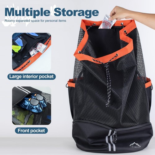 tauchertasche xl Mesh Rucksack für Tauch- und Schnorchelausrüstung & Equ - Bild 4 von 7