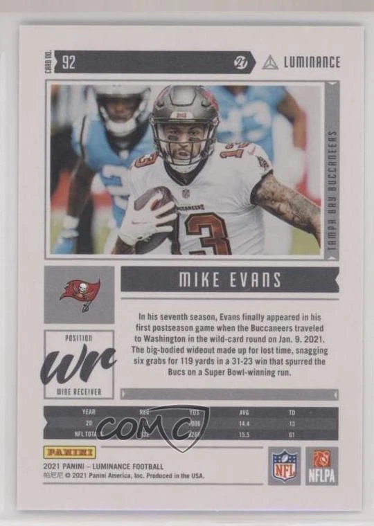 2021 Panini Luminance Mike Evans #92 - Image 2 of 2