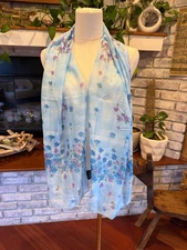 Cejon Sheer Floral Scarf Vintage Coquette | Blue | 60"L 15"W