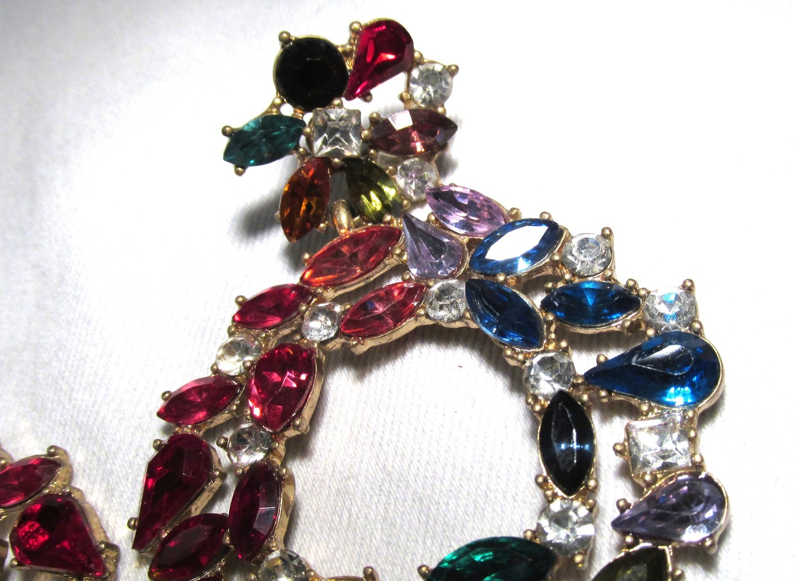 Rainbow Rhinestone Large Dangle Post Earrings ETC… - image 7