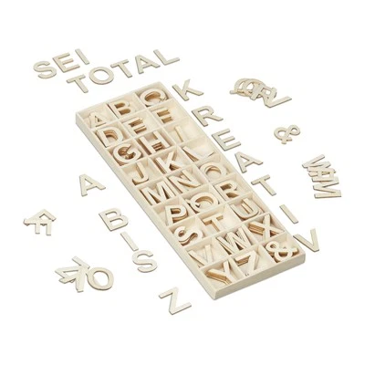 RELAXDAYS Letras de madera Letras de manualidades DIY Letras 156 piezas Juego de letras de madera de 3 cm