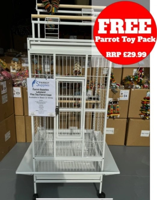 Parrot-Supplies Lakeland Play Top Parrot Cage - White