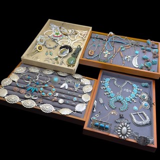 1 150g Vintage Southwest Native Navajo Sterling Silver .925 Plated Jewelry Lot