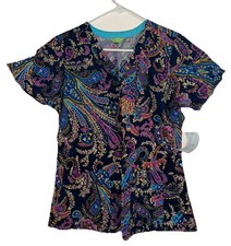 Vera Bradley 3 Pocket Multi-colored Scrub Top Women  s Small NWT
