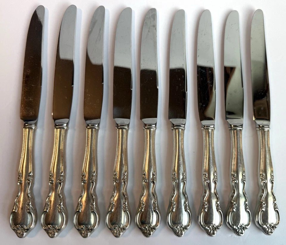 Vintage Set Of 10 Sterling Silver Handle Knives, American Classic By Easterling - Image 2 of 4