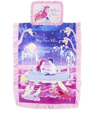 Disney Ruffled Single Duvet Cover and Pillowcase Set, Ariel Pink, 426087