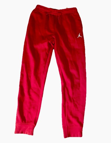 Jordan Boys Red Fleece Jogger Pants Size M Cotton Drawstring Elastic Waist