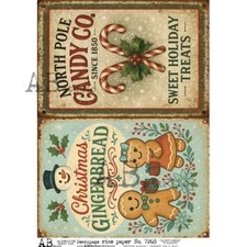 North Pole Candy Co #7265 | A4 Rice Paper | Paper for Decoupage | AB Studios