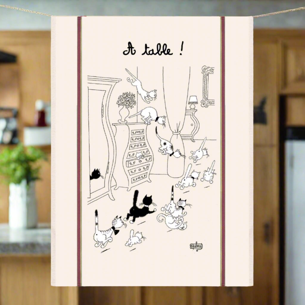 Dubout Cats Back from the Races Funny Humorous Cat Tea Towel Cotton Drying Cloth