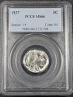 1937 Buffalo Nickel 5C - PCGS MS66 HIGH GRADE - Old Glory C&C Weekly 1c Auction!