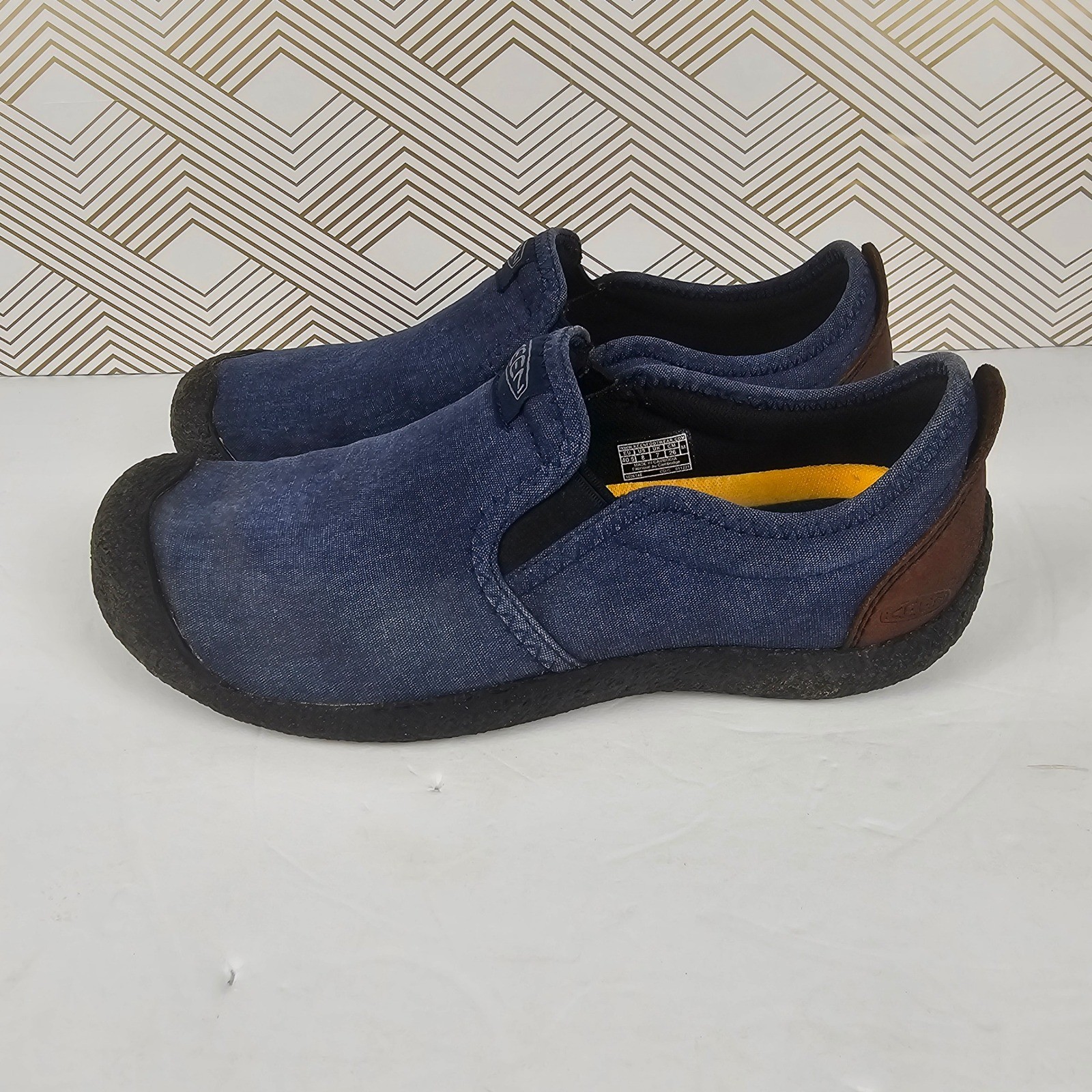 Mocassini comodi KEEN Howser uomo 8 blu tela slip on scarpe casual