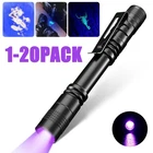 1-20PACK Pocket UV Pen Light 395nm Blacklight UV Light Mini  Flashlight Detector